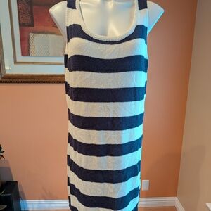 Mia & Tess Strip Textured-knit Sleeveless Tank